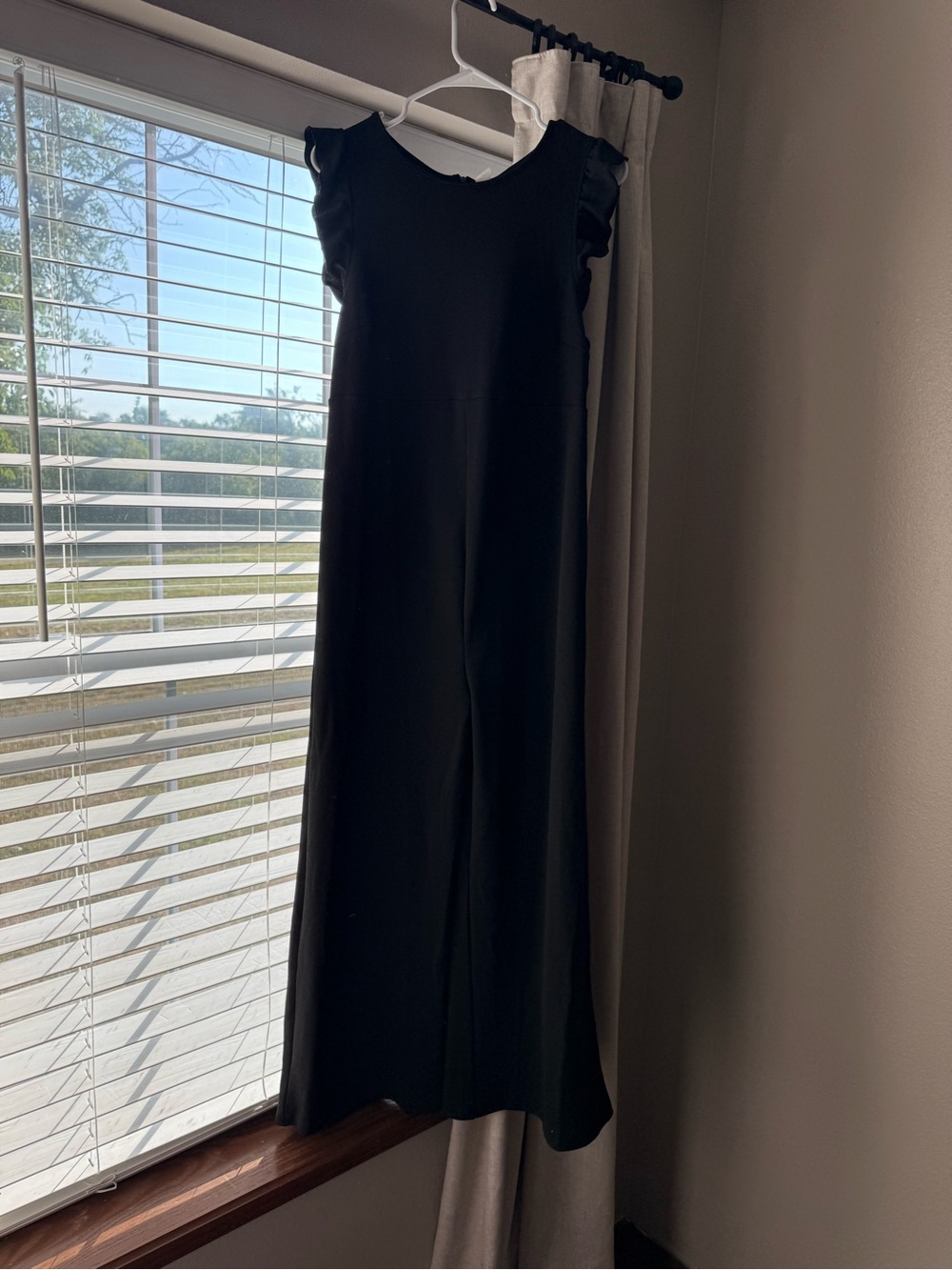 Black Women's Wide-Leg Jumpsuit with Flutter Sleeves